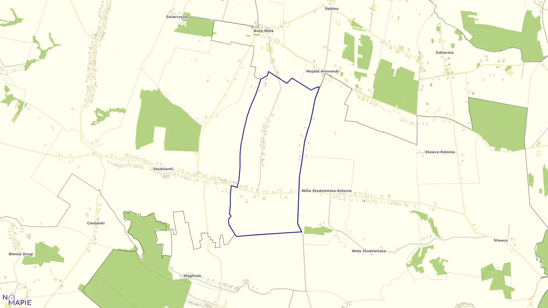 Mapa obrębu STUDZIANKI KOLONIA w gminie Zakrzówek